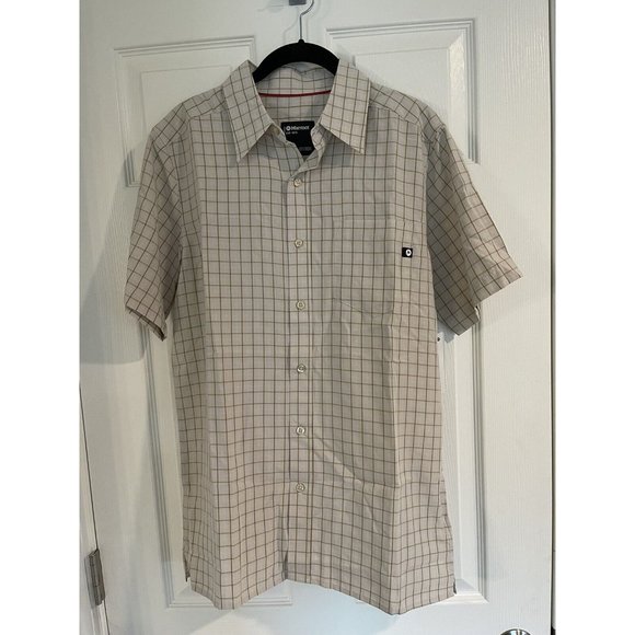 NWT Marmot Eldridge Check Short-Sleeve Recycled Materials Woven Shirt - Moonbeam - Picture 3 of 8